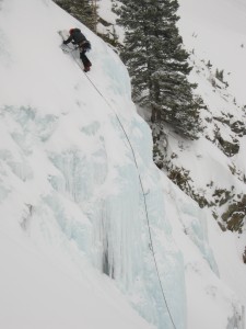 3 Climbing short pitch of ice